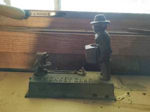 Vintage cast iron Monkey Bank