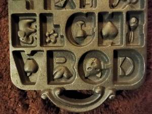 Vintage John Wright cast iron Alphabet Cookie Mold