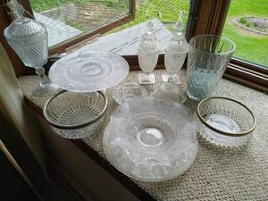 Collection of clear glass items