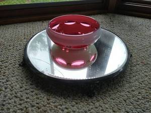 Mirrored stand with Bohemia bowl