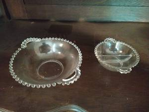 Pair of candlewick-style glass bowls