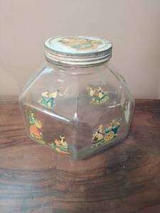 Old cookie jar w stickers