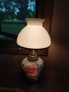 Glass hurricane-style lamp