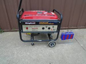 lot 100 image: Kingcraft 3250 watt 6.5 hp generator. Good used condition. Tested & works. As shown.
