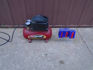 lot 108 image: Coleman power mate 2 gallon 12 hp hobby air compressor. Tested & works. As shown.