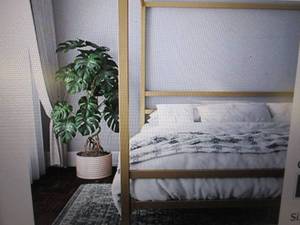 rory metal canopy bed king open box...