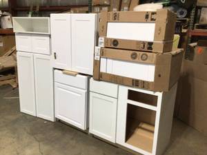 Pallet of assorted base Cabinets various models sizes and conditions Customer Returns See Pictures