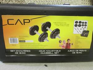 lot 2 image: (EC1) 40 Pound Adjustable Dumbbell ...
