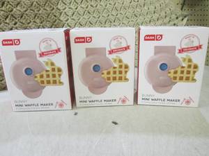 lot 108 image: (CSB) 3 Bunny Mini Waffle Makers...