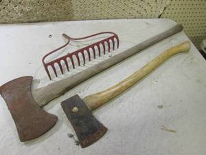 lot 184 image: (FS) 2 Axes and Rake Head...