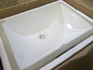 lot 257 image: (RM4) Rectangular White Ceramic Sin...