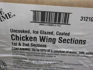 20 lb. Box Frozen Chicken Wing Sect...