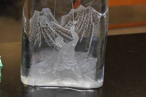 Extremely Heavy Glass Paperweights  Fishing & Eskimo