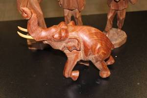 Wood Carving Figures & Elephant  Made in Columbia