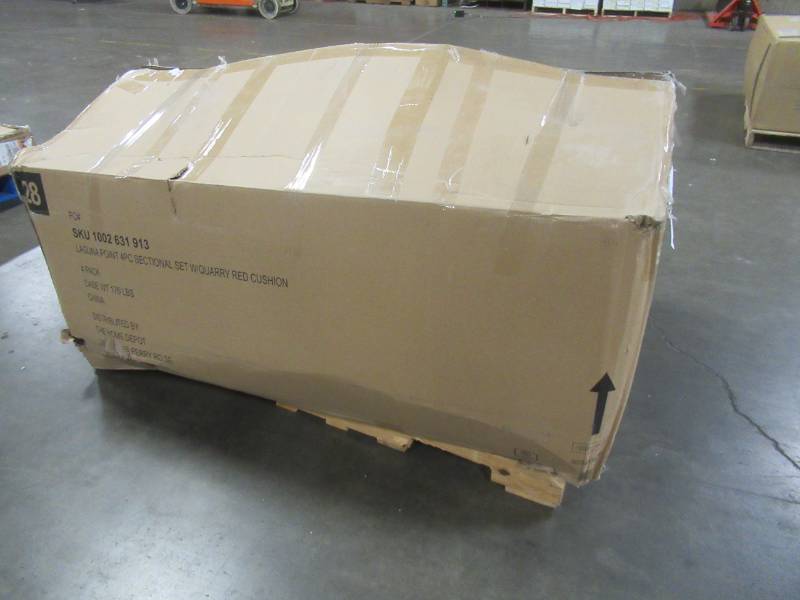 lot 9 image: Laguna Point 4 Piece Sectional with Chili Red Cushions, 102631913 - Missing 3 Cushions.