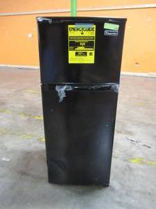 lot 206 image: Magic Chef 4.5 cu. ft. Double Door Mini Fridge in Black, HMDR450BE - Scratch and Dent, Works well.