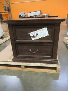 lot 230 image: Abbyson Caymen Nightstand, RK-6420-1710. - Bottom Drawer will not extend the full length, Scratch and Dent - Needs Work.