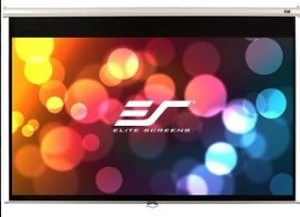 lot 239 image: Elite Screens 150IN DIAG M150XWH2 MANUAL WALL CEILING PULL DOWN PROJECTION SCREEN 169 73.5X 130IN.