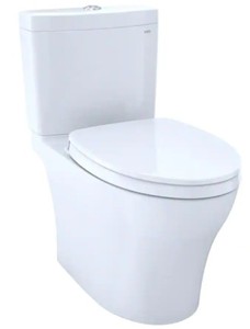 lot 241 image: Tota Aquia IV 2-Piece 0.8 1.28 GPF Dual Flush Elongated Universal Height Toilet in Cotton White, Seat Included, MS446124CEMFG#01. - Complete.