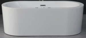 lot 248 image: WOODBRIDGE Andria 67 in. Acrylic Freestanding Flat Bottom Whirlpool and Air Bathtub with Drain and Overflow Included in White - NEW UNCLAIMED FREIGHT - LOW RESERVE