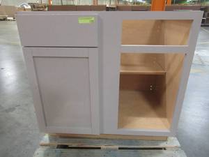lot 242 image: Hampton Bay Finish Courtland Shaker Assembled Stock Blind Base Cabinet Kitchen Cabinet in Sterling Gray 36 in. x 34.5 in. x 24 in.