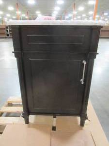 lot 247 image: Aberdeen 24 in. W x 20 in. D Vanity in Black with Carrara Marble Top with White Sink, 24B.
