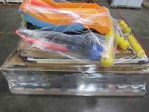 lot 635 image: LARGE WHOLESALESALVAGE PALLET (Approximately 5 Pieces) OF PARTS FOR LITTLE TIKES CLIMB AND SLIDE, SHOWER WALLS, BASE AND DOOR