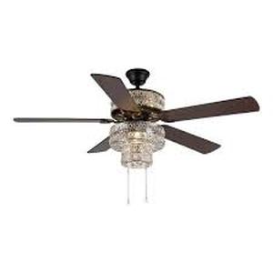 Bohemian Pierced Metal 52 in. Clear Crystal LED Ceiling Fan With Light