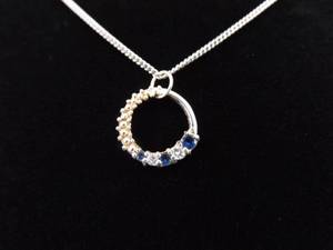 .925 Sterling Silver Sapphire Crystal Pendant Necklace