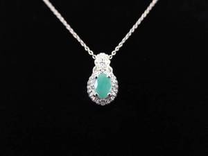 .925 Sterling Silver Faceted Jade Pendant Necklace