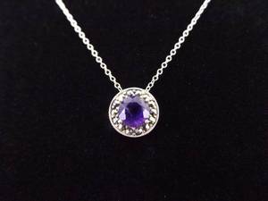 .925 Sterling Silver Art Nouveau Amethyst Pendant Necklace