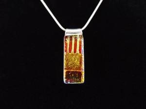 .925 Sterling Silver Multi Colored Dichroic Glass Pendant Necklace