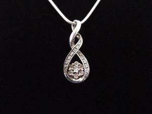 .925 Sterling Silver Diamond Infinity Pendant Necklace