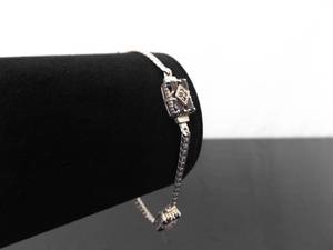 .925 Sterling Silver Art Nouveau Garnet Clusters Bracelet