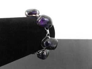 .925 Sterling Silver Amethyst Nugget Bracelet