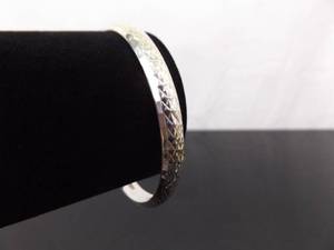 .925 Sterling Silver Etched Bangle Bracelet