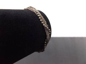 .925 Sterling Silver Antique Chain Bead Bracelet