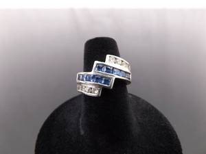 .925 Sterling Silver Sapphire Crystal Ring Size 6