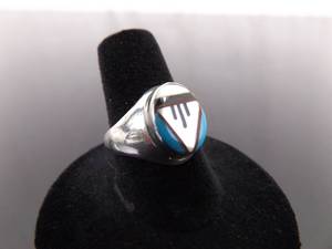 .925 Sterling Silver Native Zuni Ring Size 8