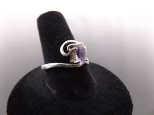 .925 Sterling Silver Oval Cut Amethyst Ring Size 8.5