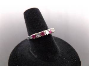 .925 Sterling Silver Ruby Crystal Ring Size 7