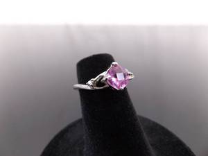 .925 Sterling Silver Pink Sapphire Ring Size 3.5