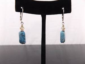 .925 Sterling Silver Blue Agate Hook Latch Earrings