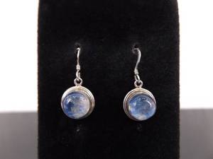 .925 Sterling Silver Moonstone Dangle Hook Earrings