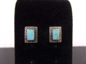 .925 Sterling Silver Turquoise Post Earrings