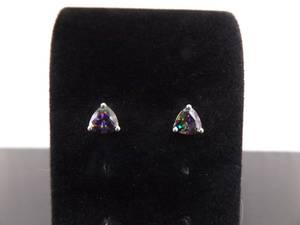 .925 Sterling Silver Trillion Cut Alexandrite Post Earrings