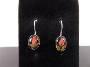 .925 Sterling Silver Encased Rosebud Dangle Hook Earrings