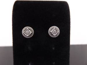 .925 Sterling Silver Diamond Post Earrings