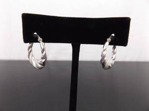 .925 Sterling Silver Designed Hoop Earrings
