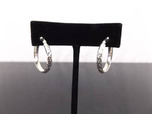 .925 Sterling Silver Etched Hoop Earrings